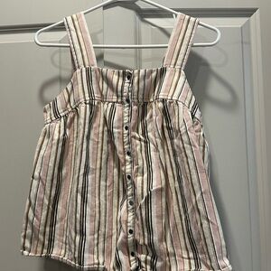 Striped Button-Down Sleeveless Top